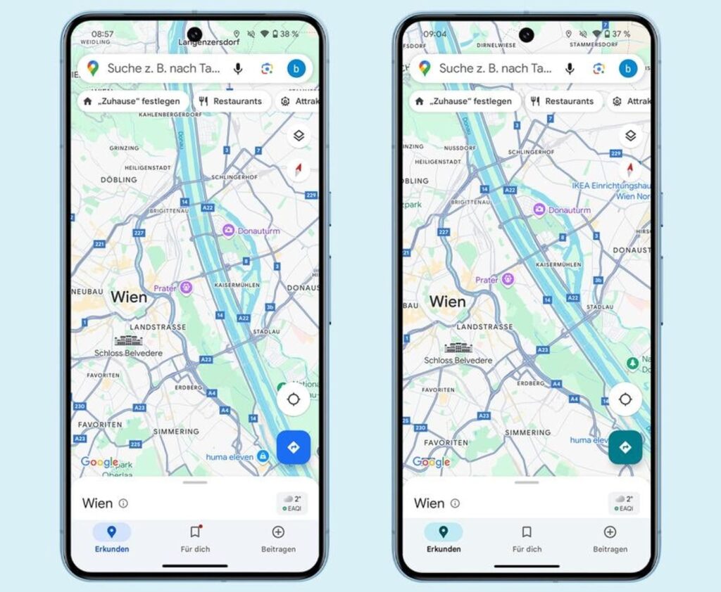 Google Maps: Neues Design für die Android-App ist da - Blaugrüne ...