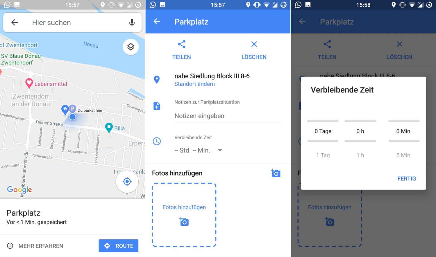 google maps parkplatz speichern