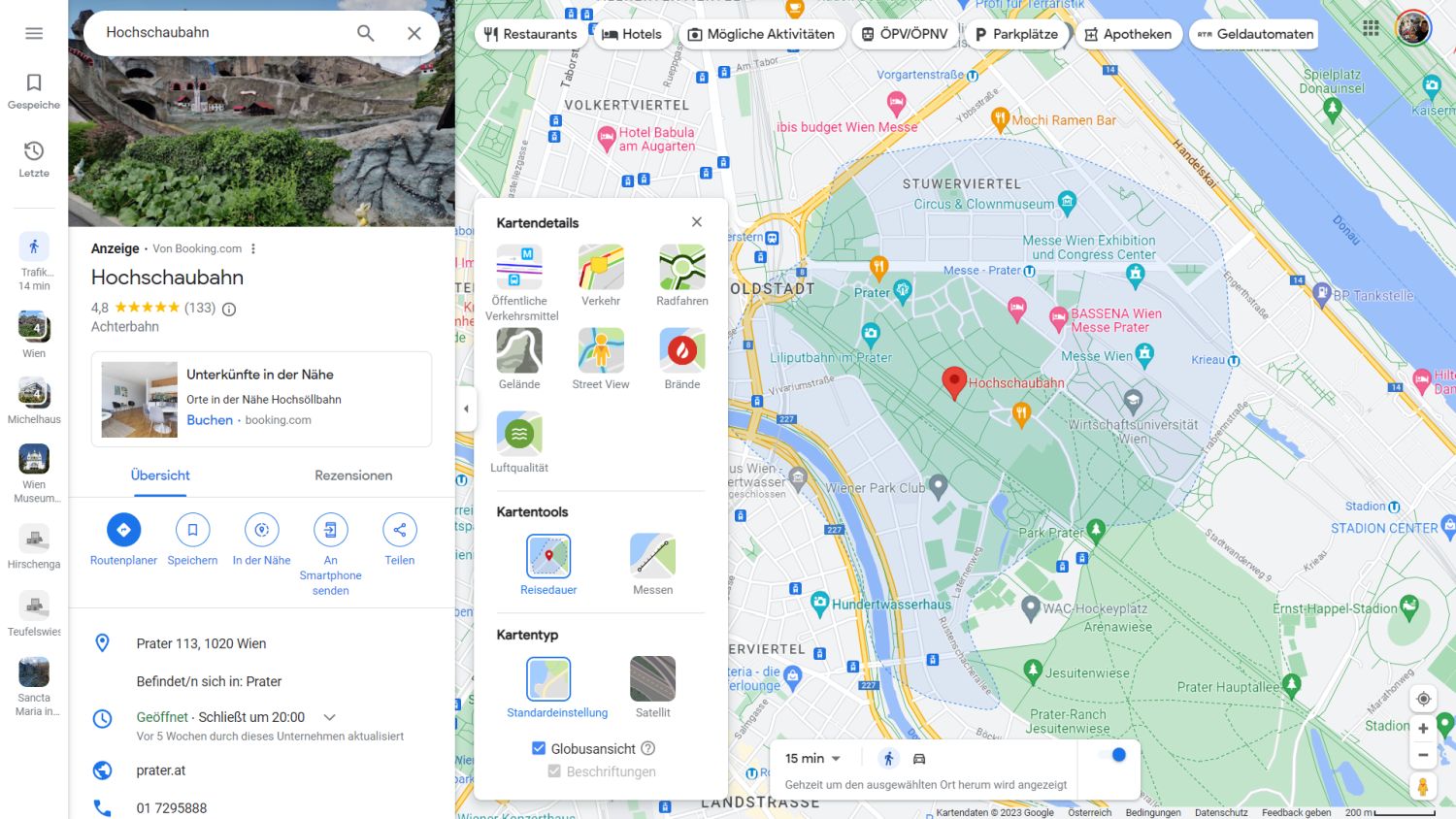 google maps reisedauer screenshot