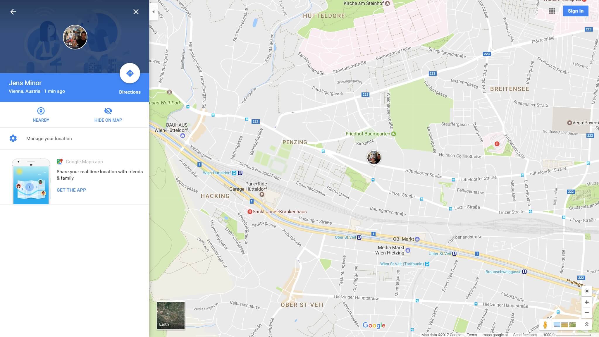 google maps shared location