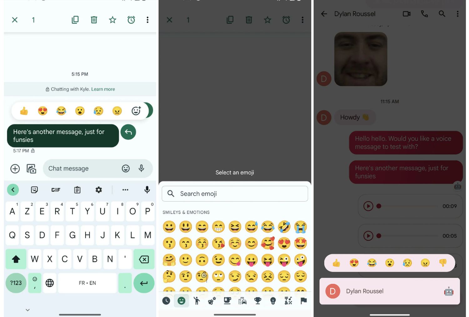 google messages emoji reaktionen