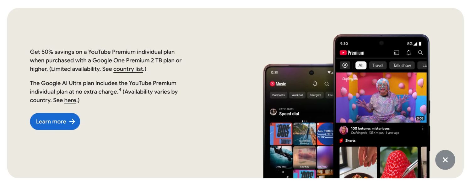 google one youtube premium aktion