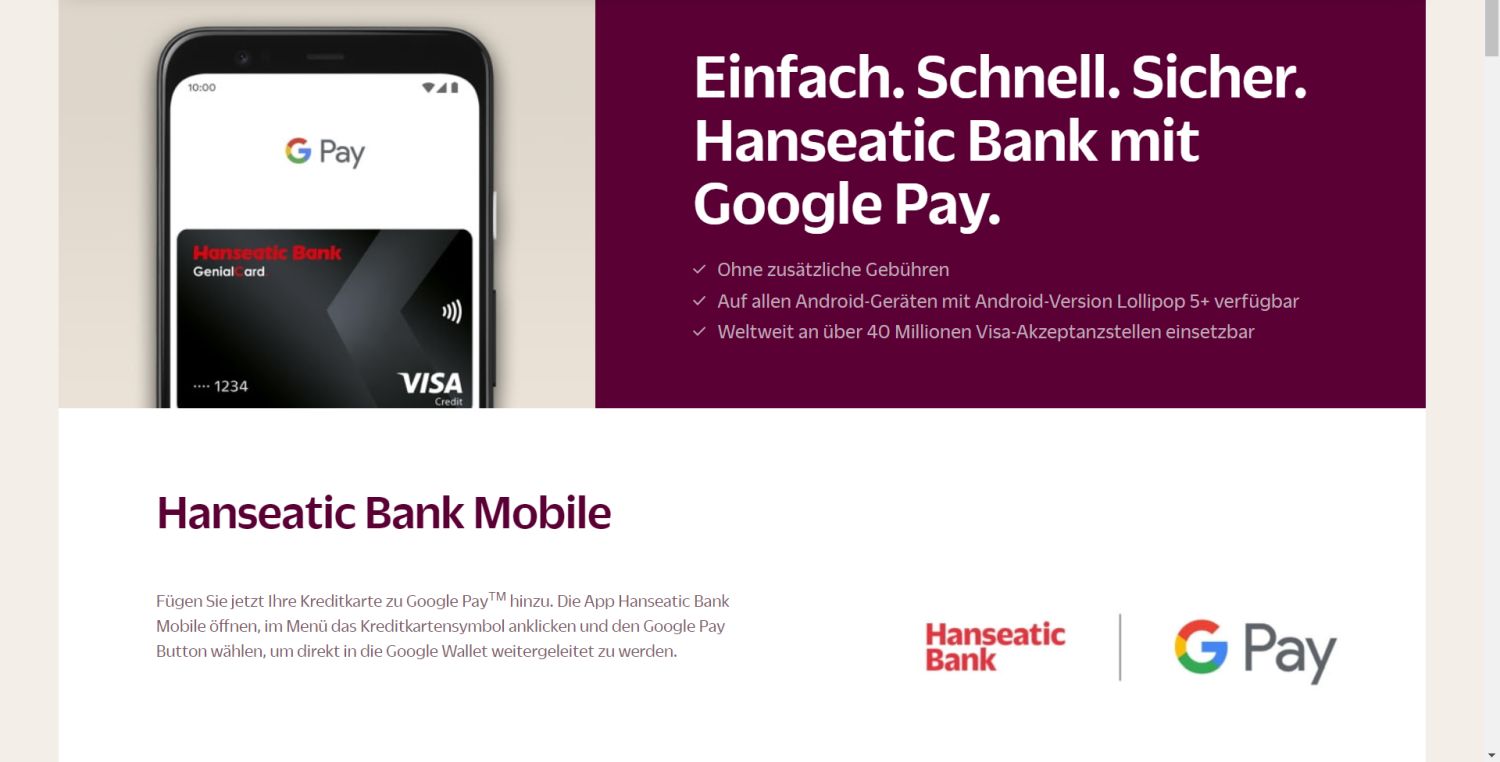 google pay hanseatic bank