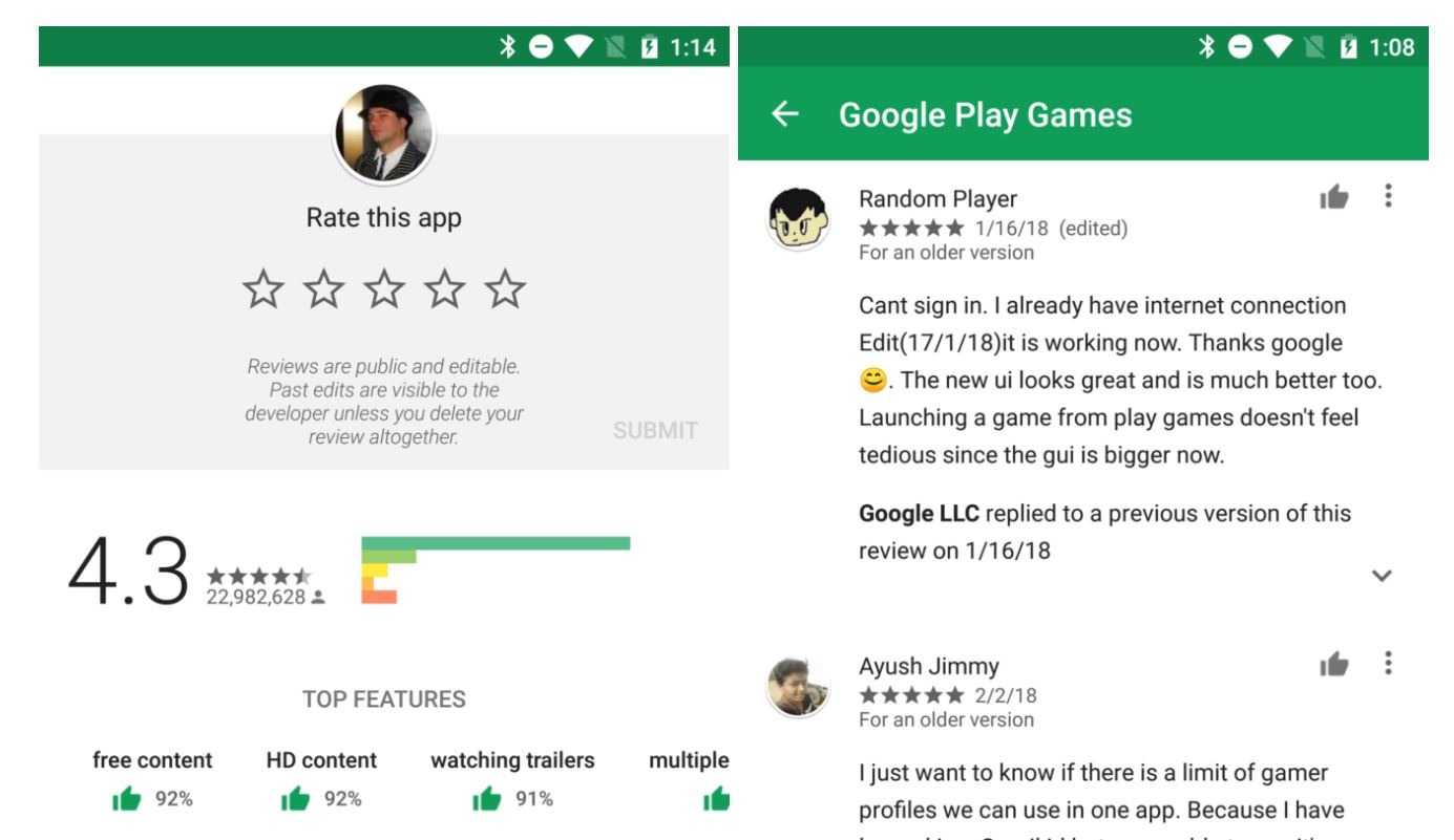 google play ratings