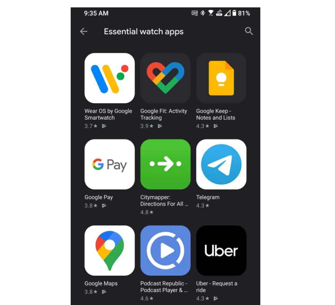 google play wear os essential apps