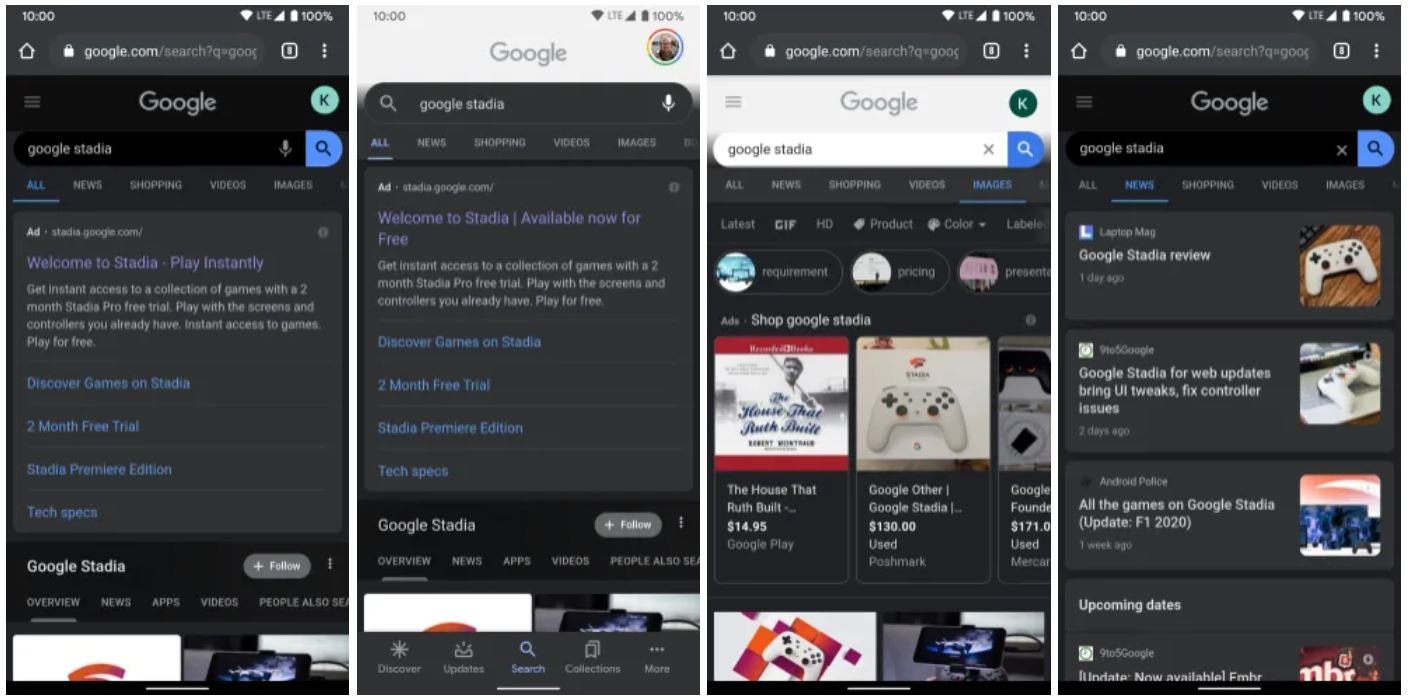 google search dark mode