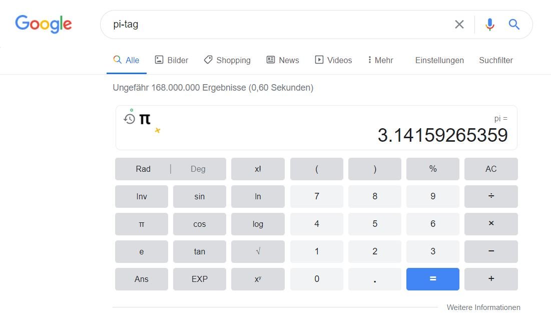 google search pi-tag taschenrechner