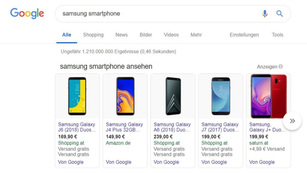 google shopping search