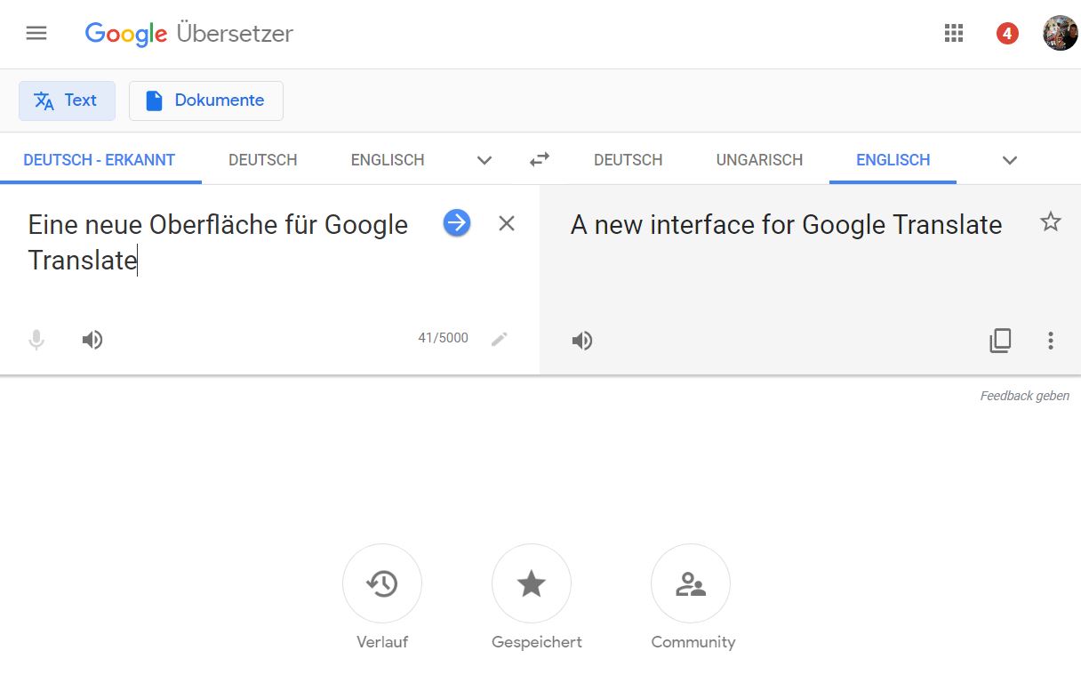 google translate neues design