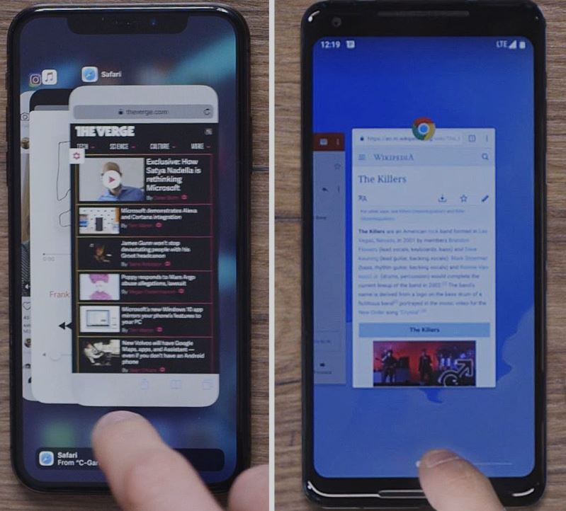 iphone x vs android p gesten