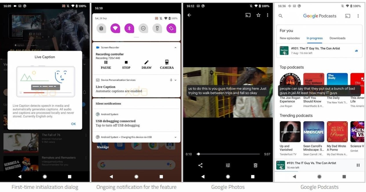pixel 4 android 10 live captions
