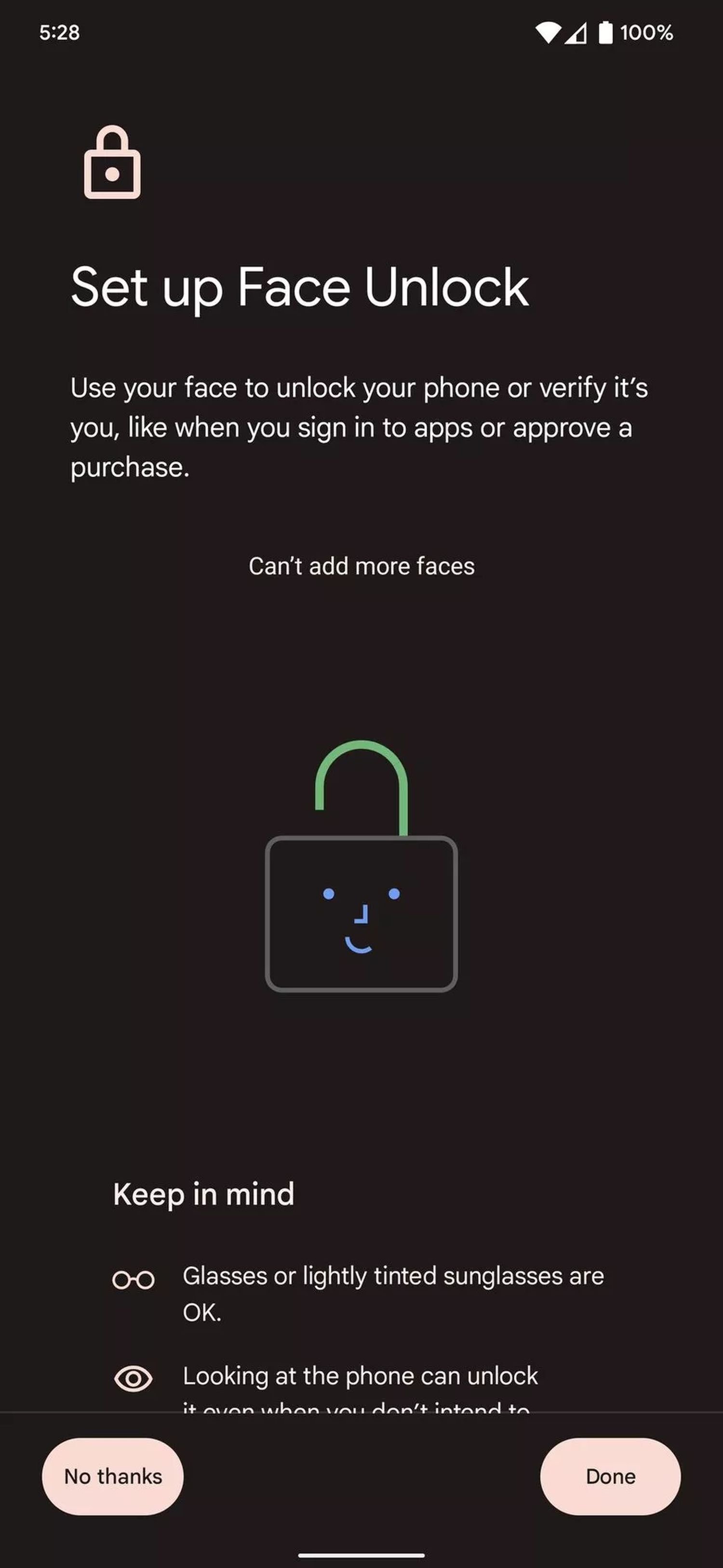 pixel 6 face unlock screenshots