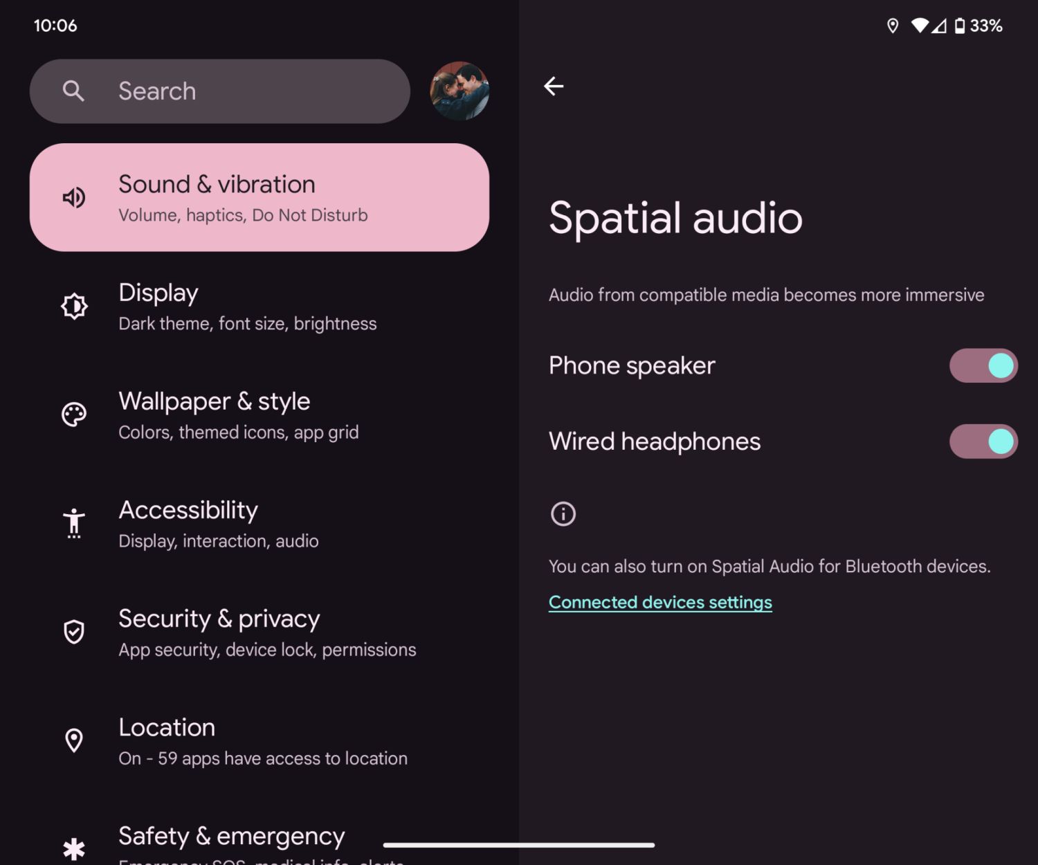 spatial audio screenshot pixel fold