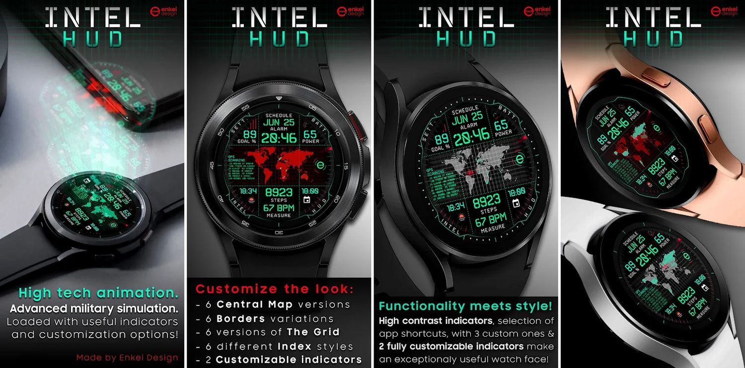 wear os watch face intel hud screenshots