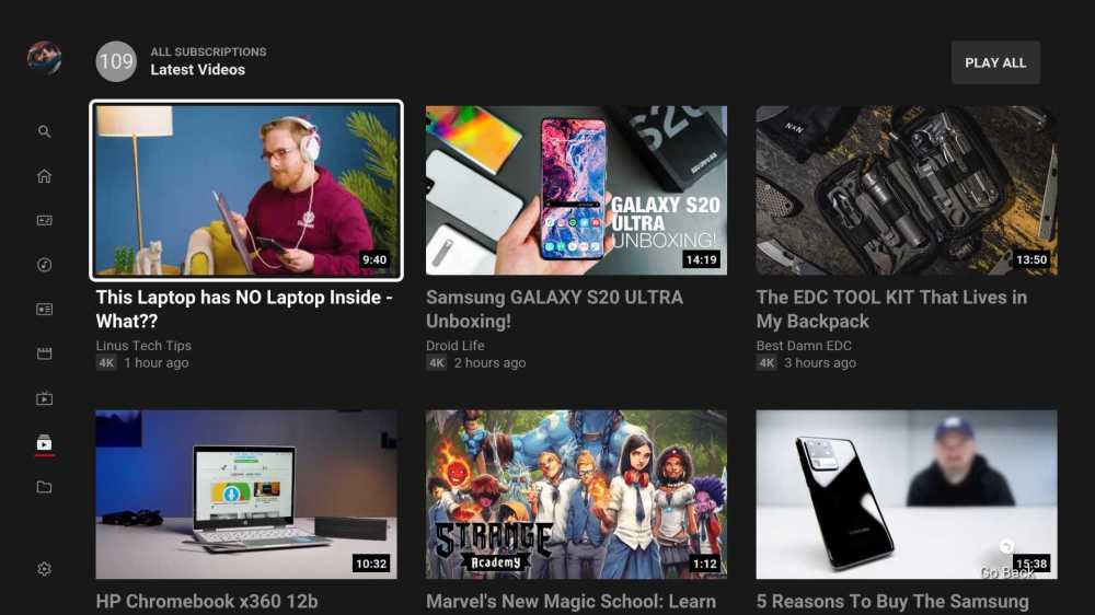 youtube android tv new
