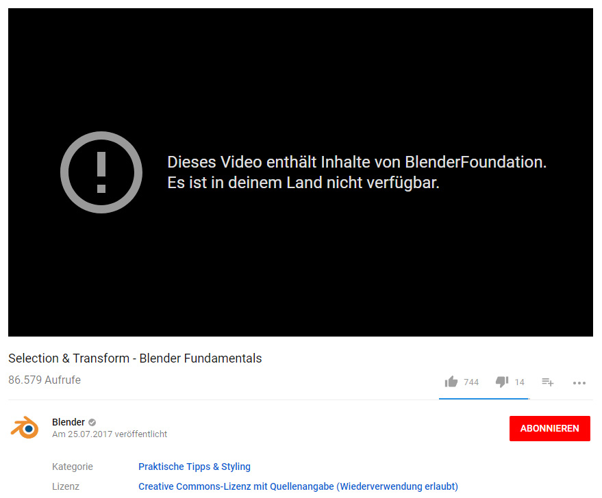 youtube blender kein video