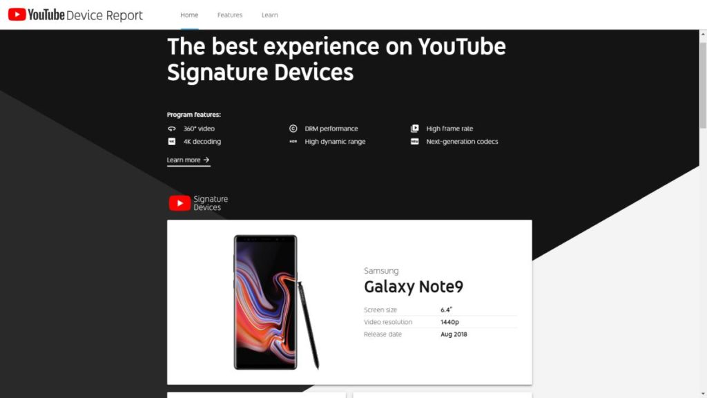 youtube device report