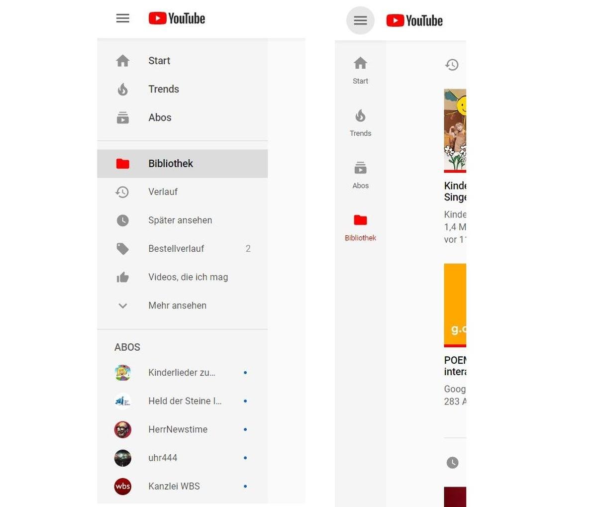 youtube menu full