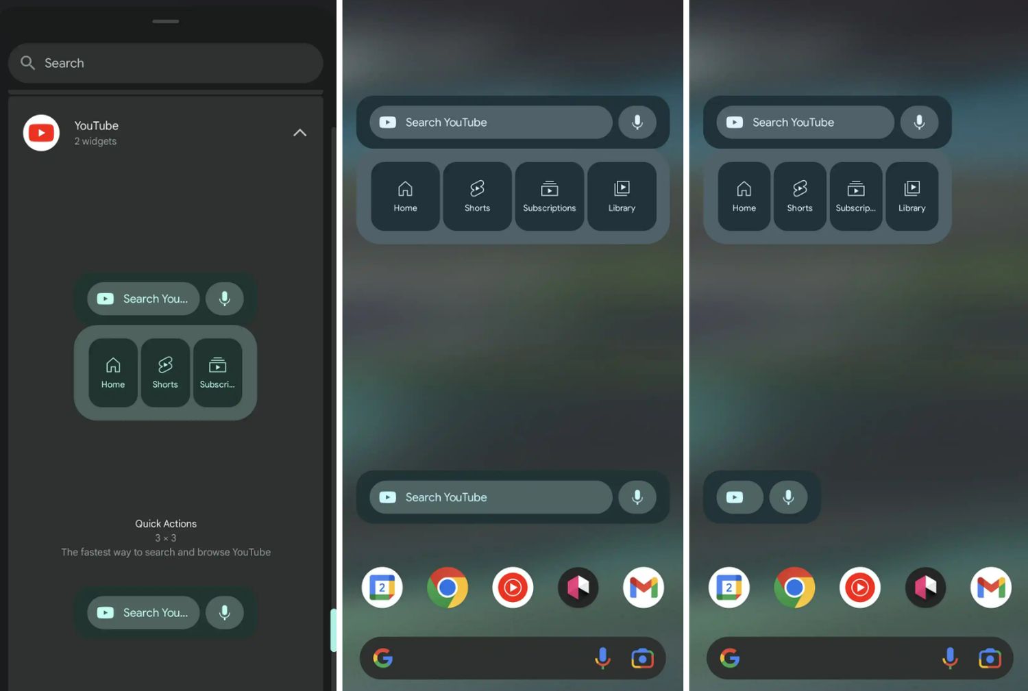 youtube widgets android homescreen